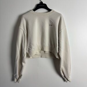 H&M Women's Cream Crop Sweatshirt
